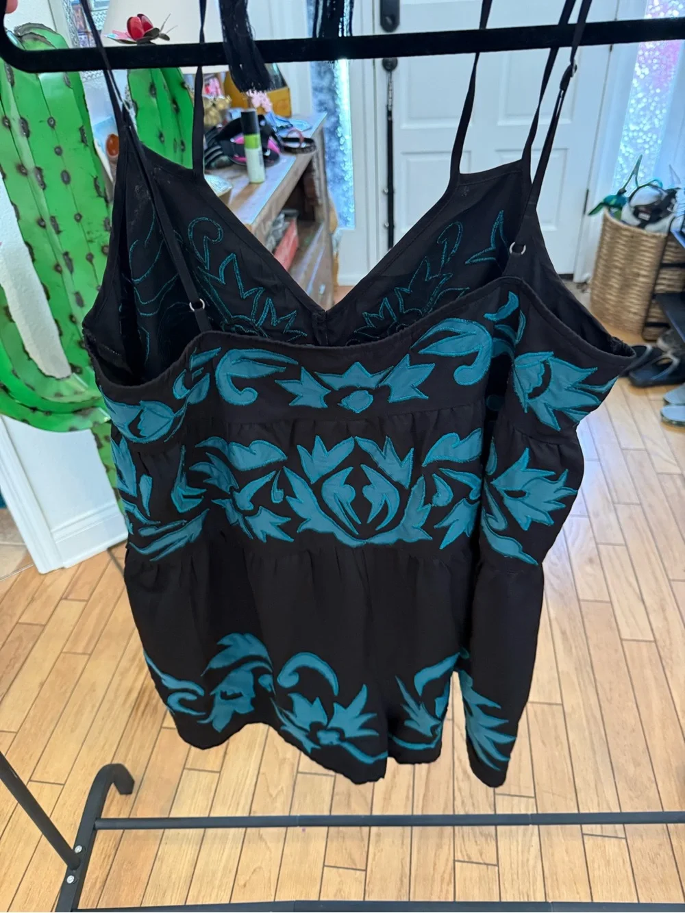 Free people One-Piece Black and Teal Floral romper